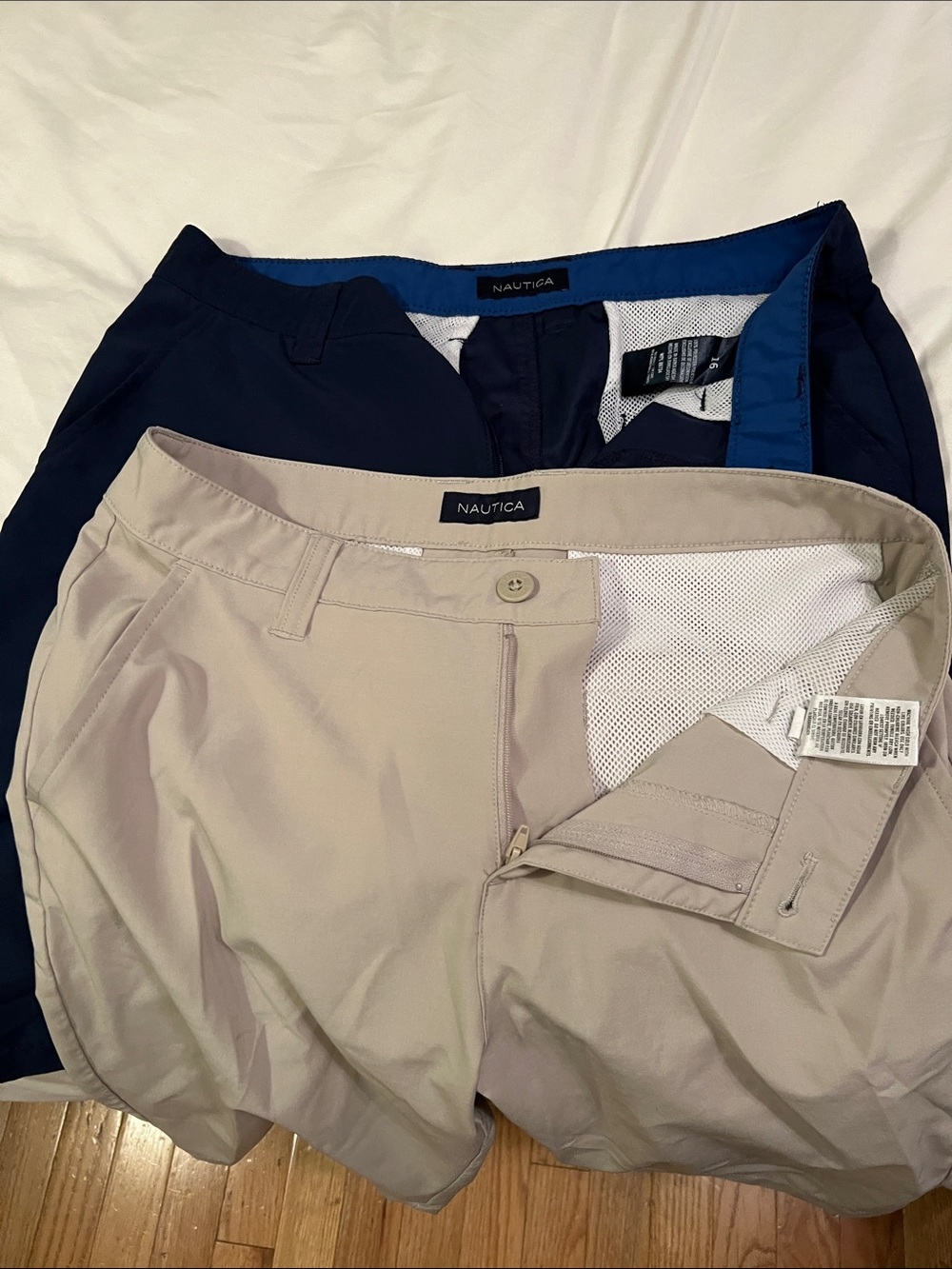 Nautica 2 pair Classic Chino shorts - Khaki and Navy boys size 16